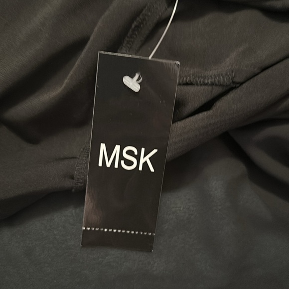 MSK black cold shoulder stretchy lined midi dress size 12 New - Picture 6 of 9